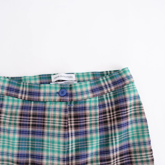 Urban Outfitters Green and Navy Checker Print Skinny Pants Size 4 - Picture 10 of 13